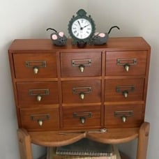 Desk Drawer Organizer, Wooden Vintage Apothecary Cabinet with 9 Drawers
