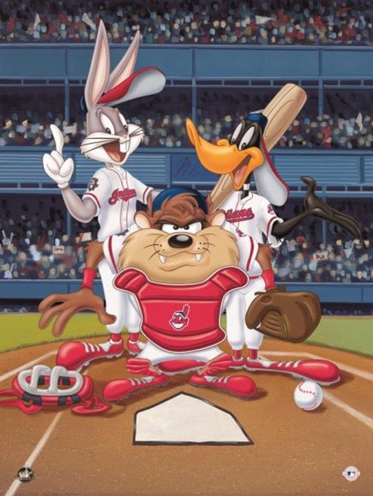 Looney Tunes Cleveland Indians Baseball Bugs Taz Daffy Duck Collectible wall art