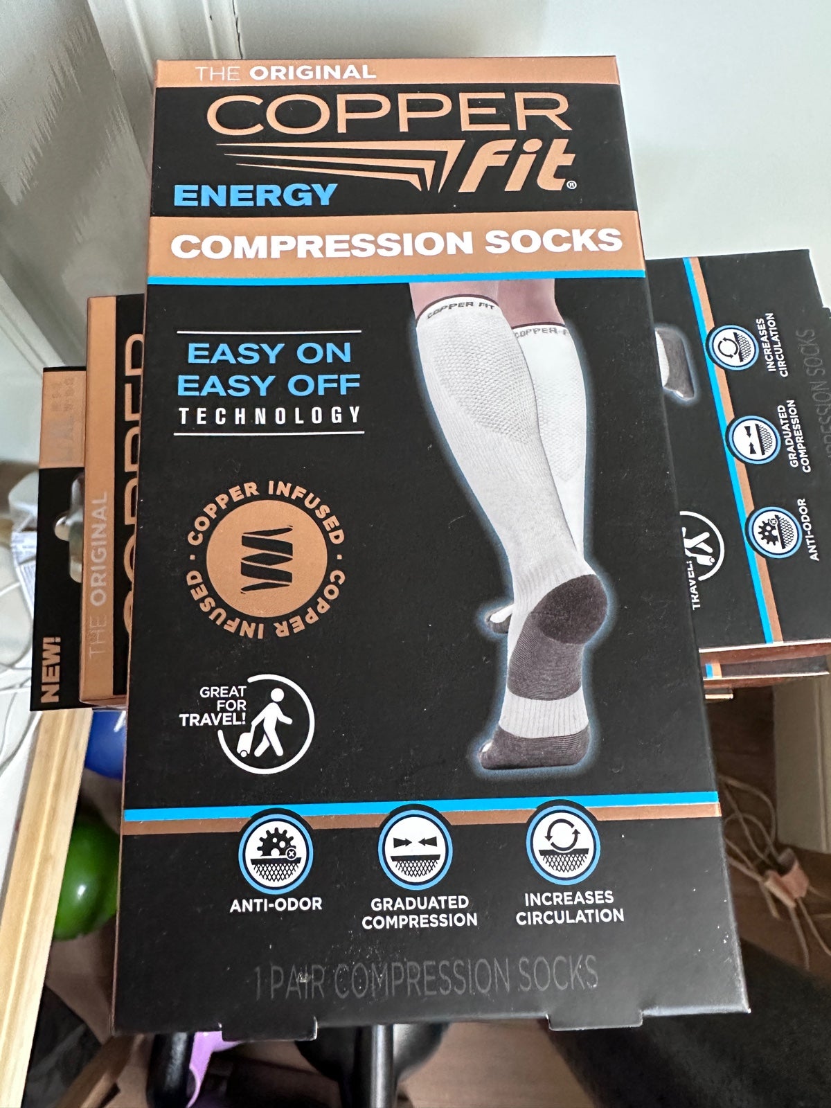 Five (5) pairs of Copper Fit Compression Socks Men and Women