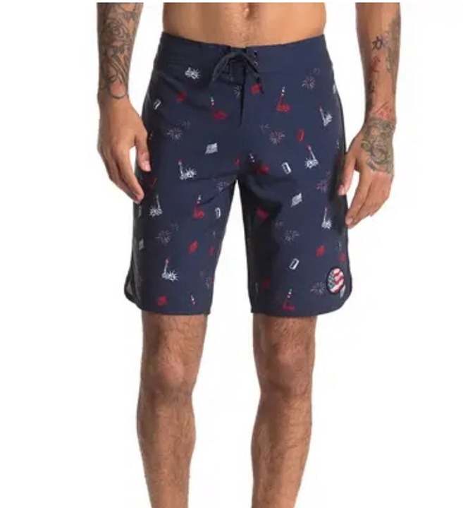 NEW Travis Mathew Patriotic 4th of July Swim Trunks Short Size 32