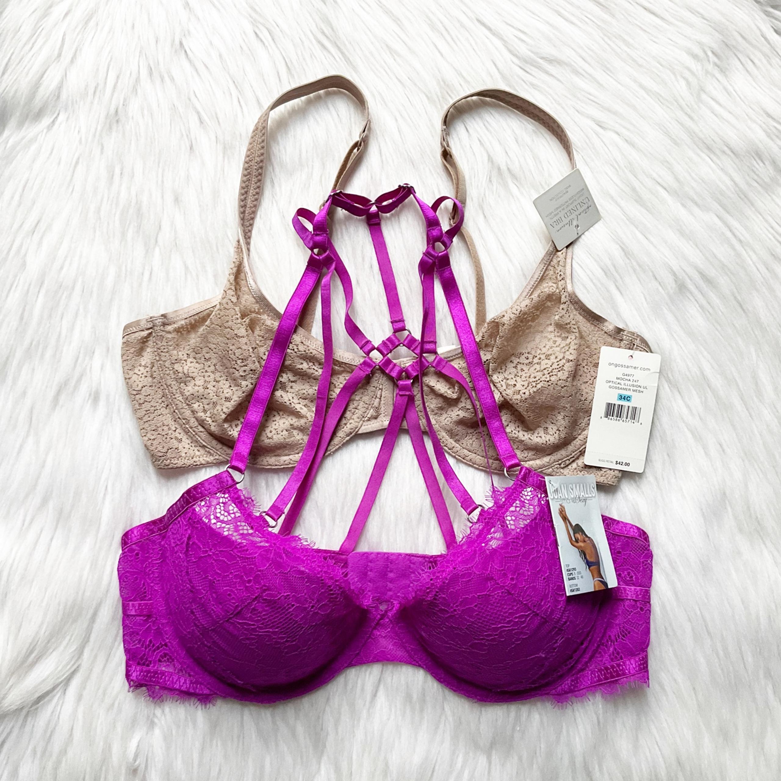 On Gossamer Unlined & Joan Smalls Smart & Sexy Cage-Back Bras, 34C