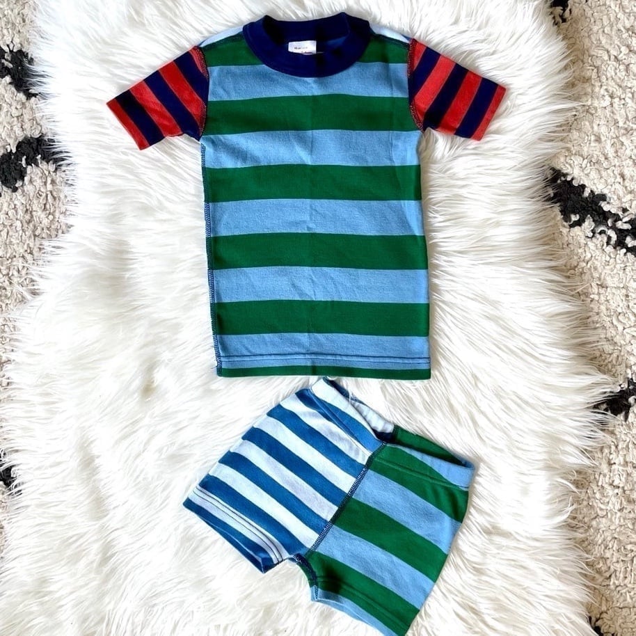 Hanna Andersson Kids Organic Mixed Stripes Short John Pajamas 3T
