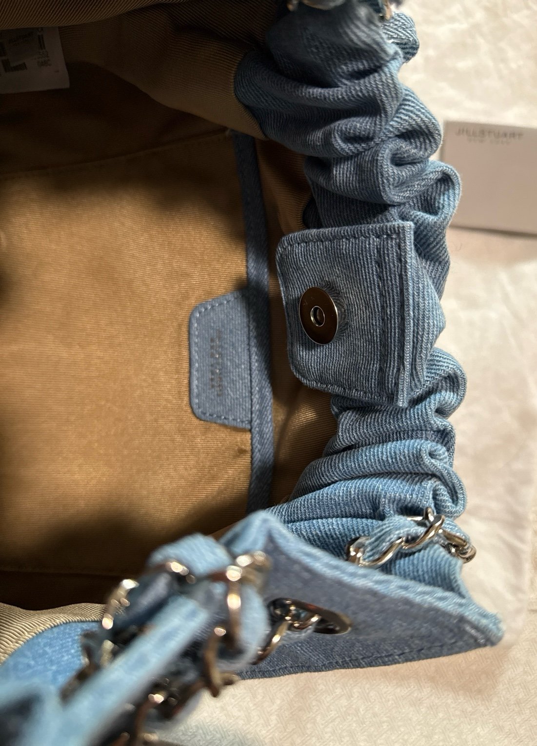 JILLSTUART Medium denim drawstring chain shoulder bag