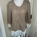 Blouse A'reve Women's Beige Ivory Button Up Lace Embellish 3/4 Sleeve Cardigan
