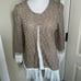Blouse A'reve Women's Beige Ivory Button Up Lace Embellish 3/4 Sleeve Cardigan