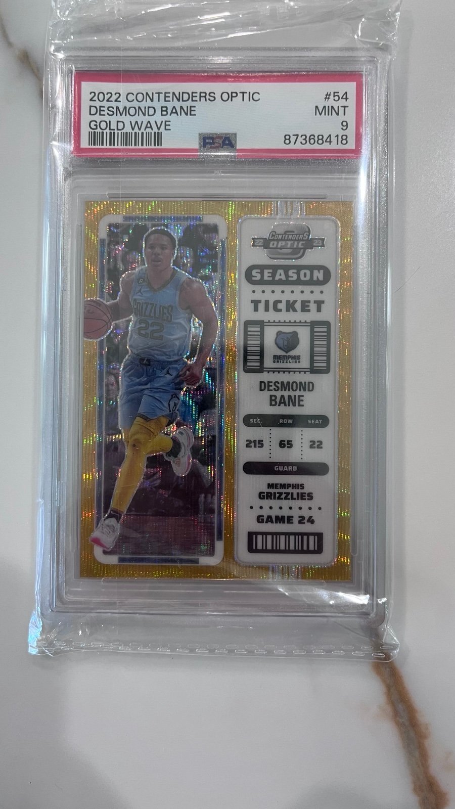 Desmond Bane Optic Contenders Gold /10 PSA 9