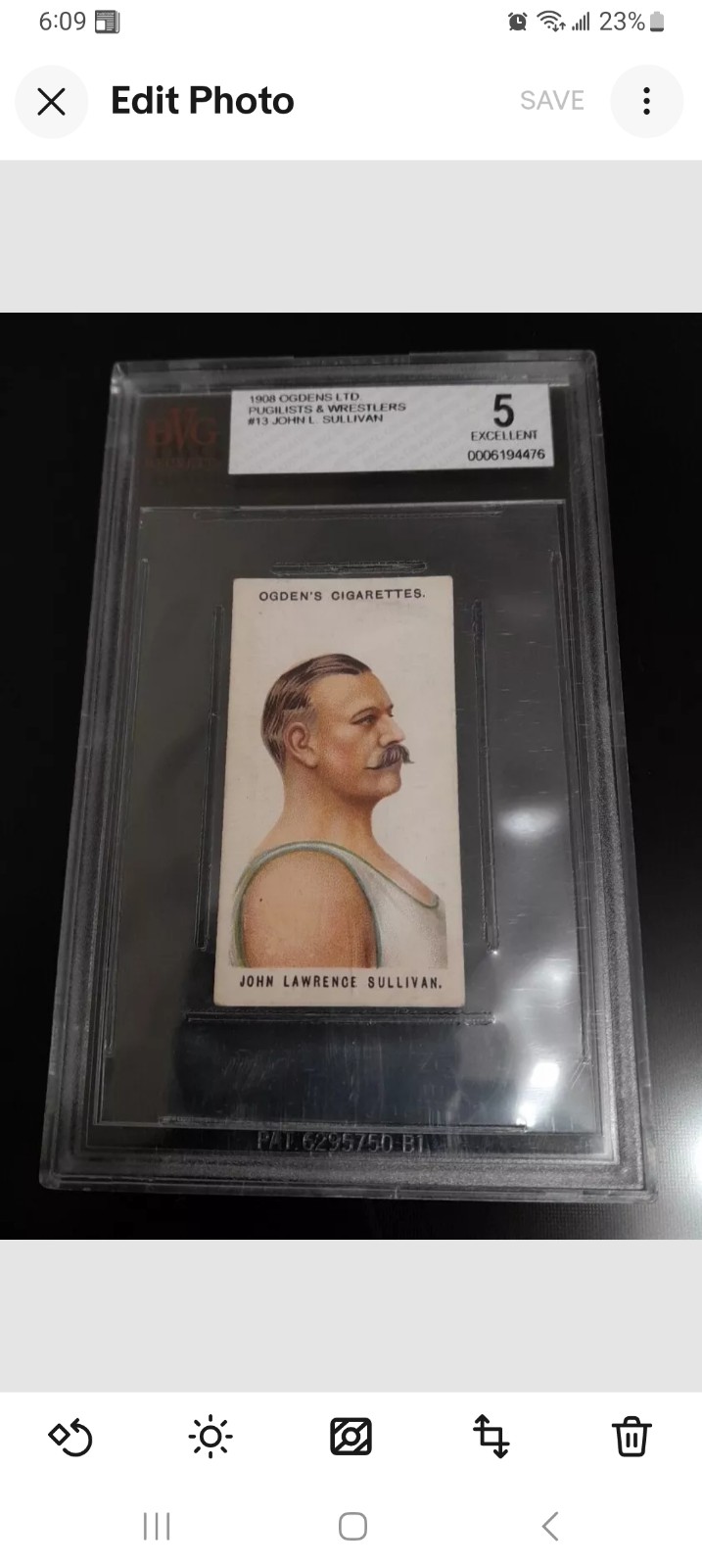 1908 Ogdens Ltd Pugilists & Wrestlers #13 JOHN L. SULLIVAN Beckett 5 Excellent