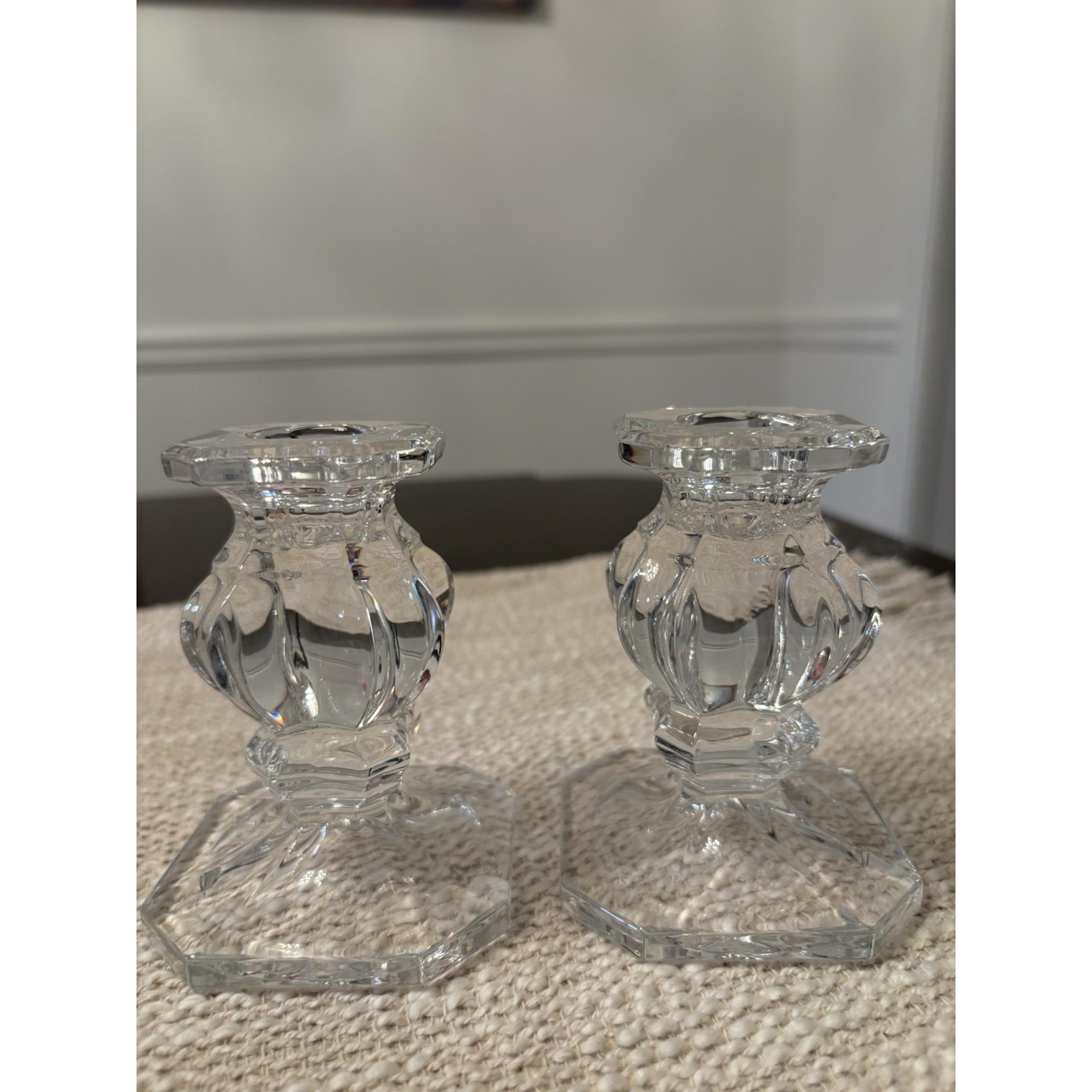 Gorham Crystalites Lead Crystal Candlestick Taper Candle Holders 4"