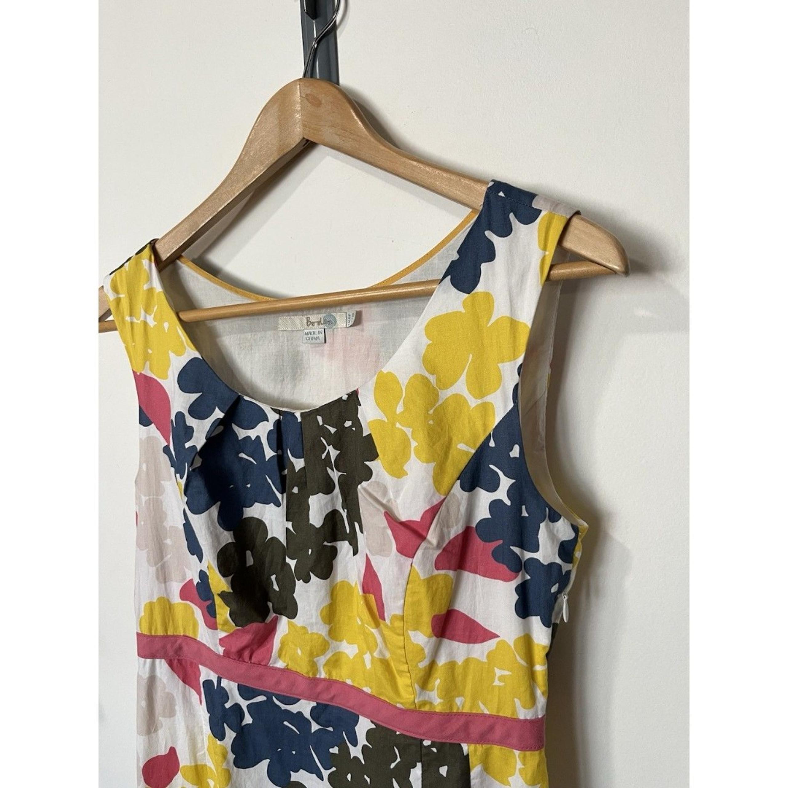 Boden White Floral Print Sleeveless Shift Dress Size 2 Petite