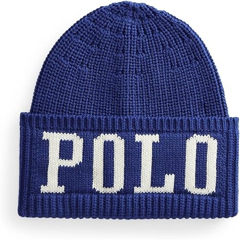 Polo Ralph Lauren Big Boys Logo Cotton Beanie Hat Classic Blue One Size NWT