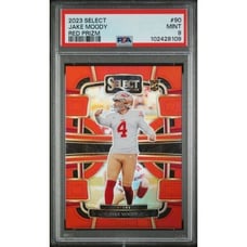 Jake Moody 2023 Panini Select Red Prizm Color Match SP PSA 9 #90 49ers