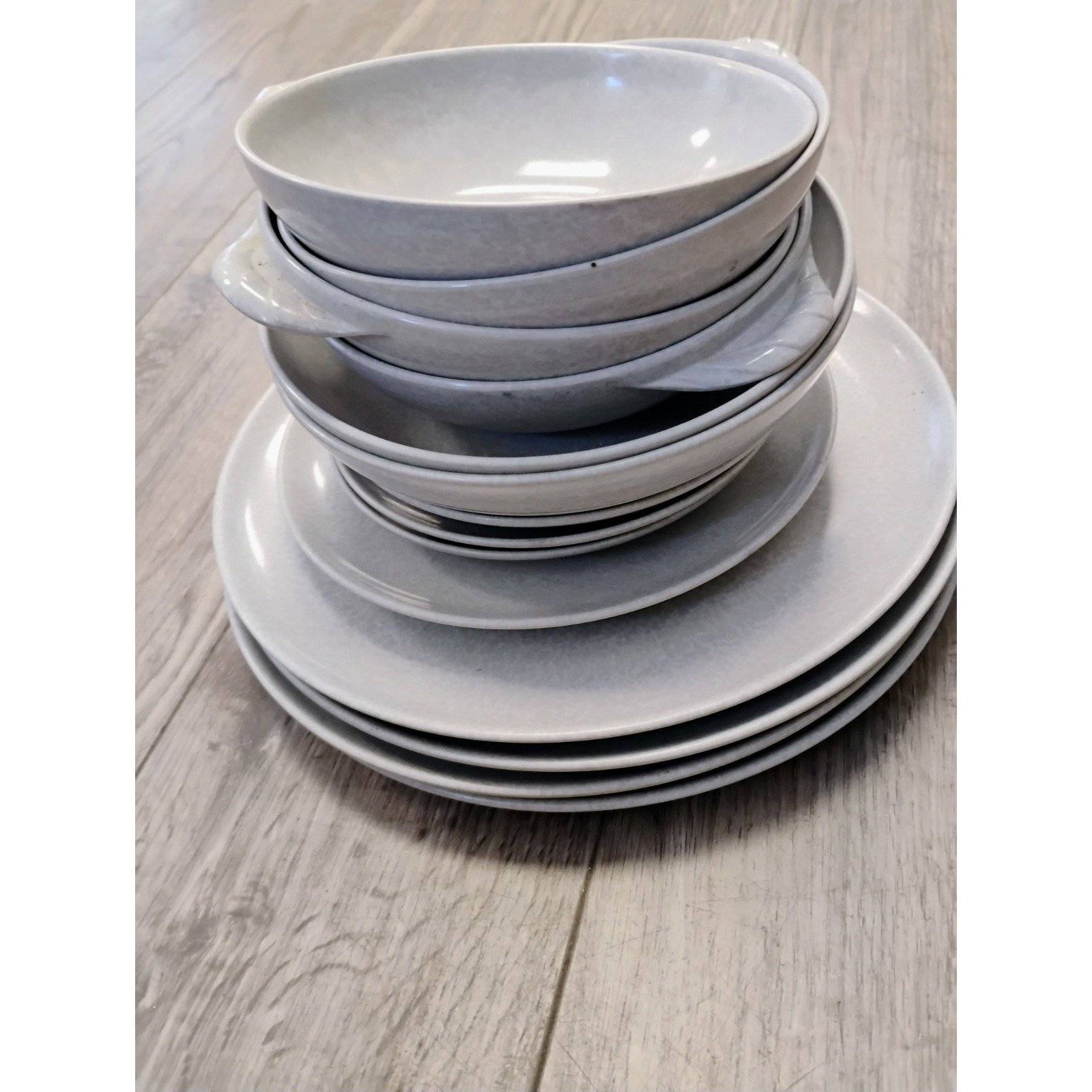 VTG Melmac Color-Flyte Branchell Lot Of 13 Gray Plate Bowl Dish MCM 50s 60s