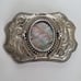 Vintage Mother of Pearl Southwestern Silver Plated Metal Belt Buckle