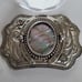 Vintage Mother of Pearl Southwestern Silver Plated Metal Belt Buckle
