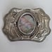 Vintage Mother of Pearl Southwestern Silver Plated Metal Belt Buckle
