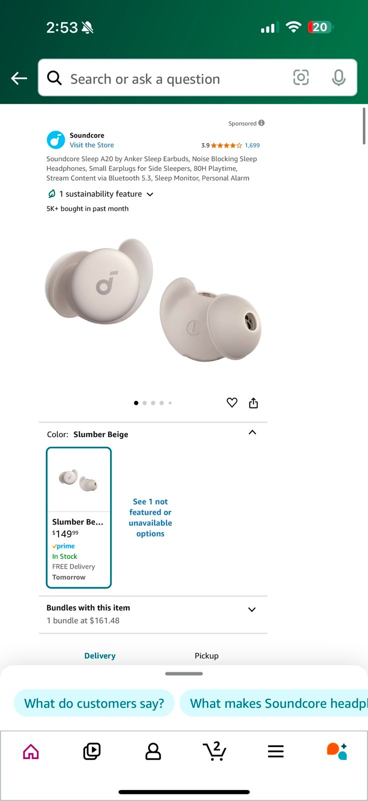 Soundcore Sleep A20 by Anker Sleep Earbuds, Noise Blocking Sleep Headphones, Sma - detail