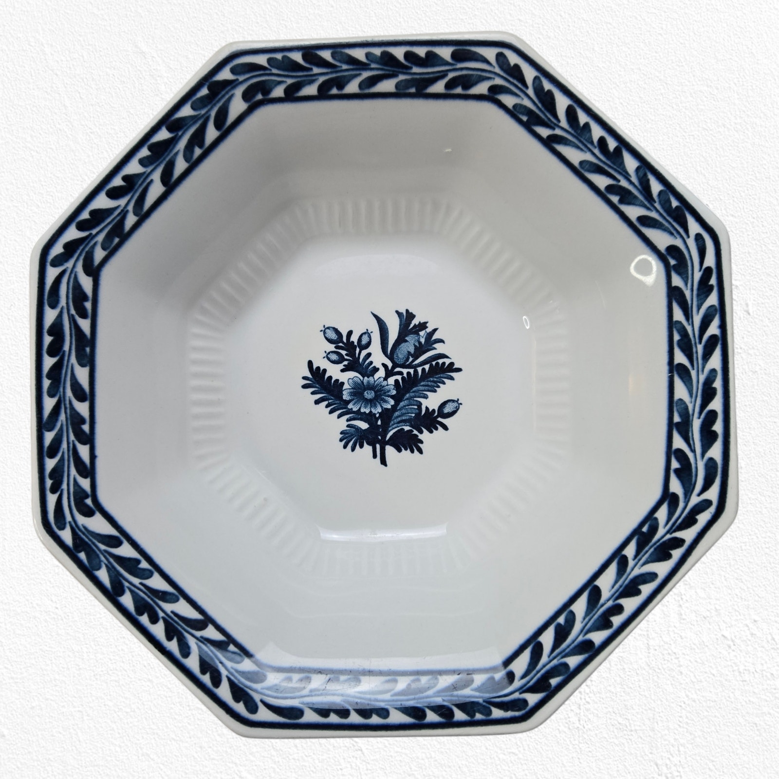 60s Vintage Cream Blue Independence Ironstone Castleton Tulip Octagonal Dish Set