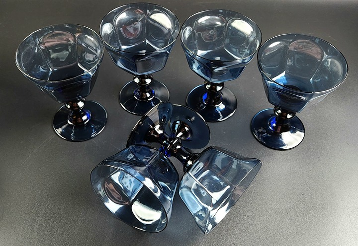 Vintage Champagne/Tall Sherbet Antique Dark Blue by LENOX - Set of 6 - 5 Tall