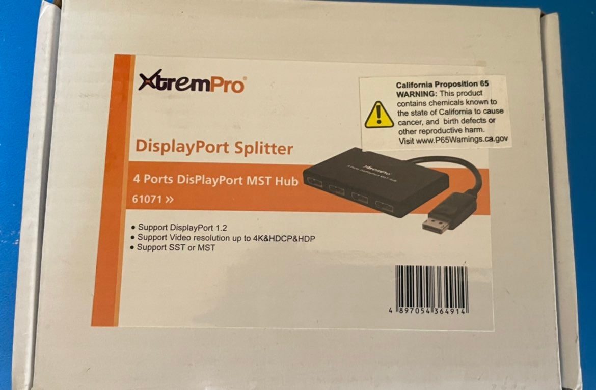 XtremPro 4 Port DisplayPort 1.2 to DisplayPort splitter Multi 4k Stream Transpor