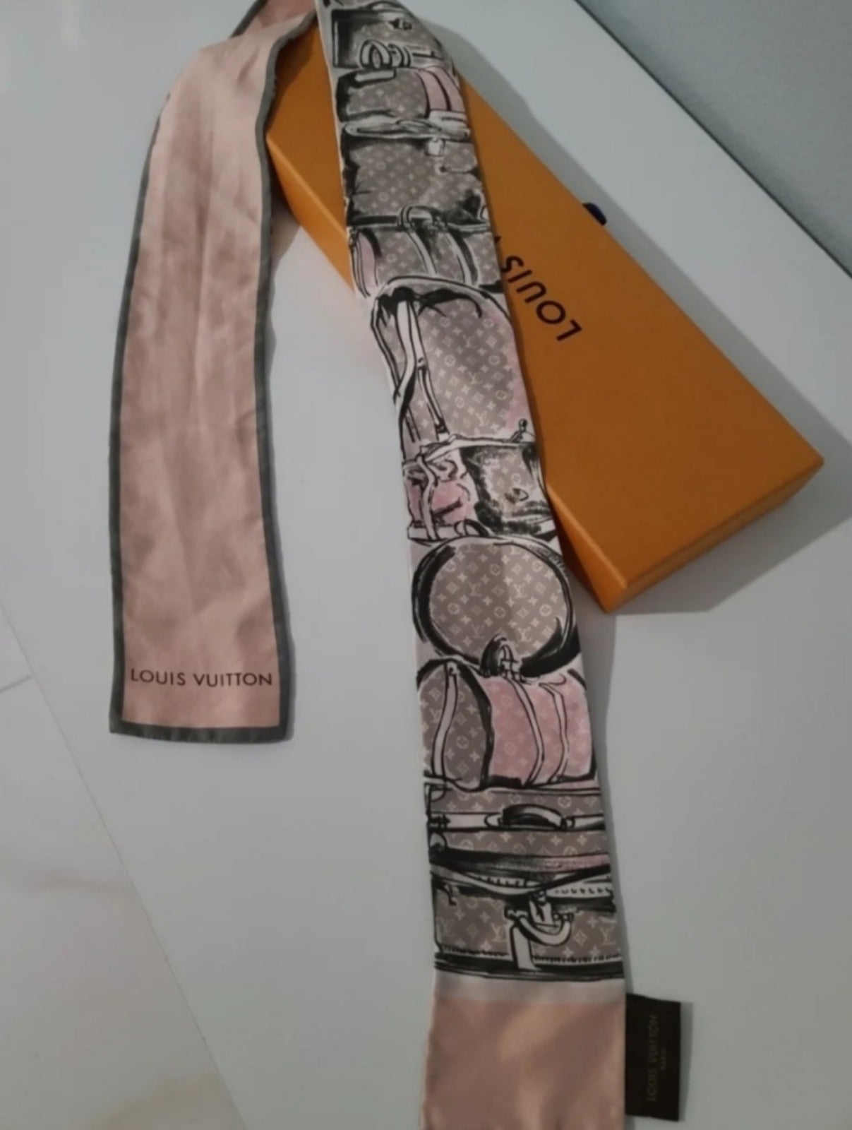 Louis Vuitton Silk Monogram Trunks Bandeau Rose Poudre