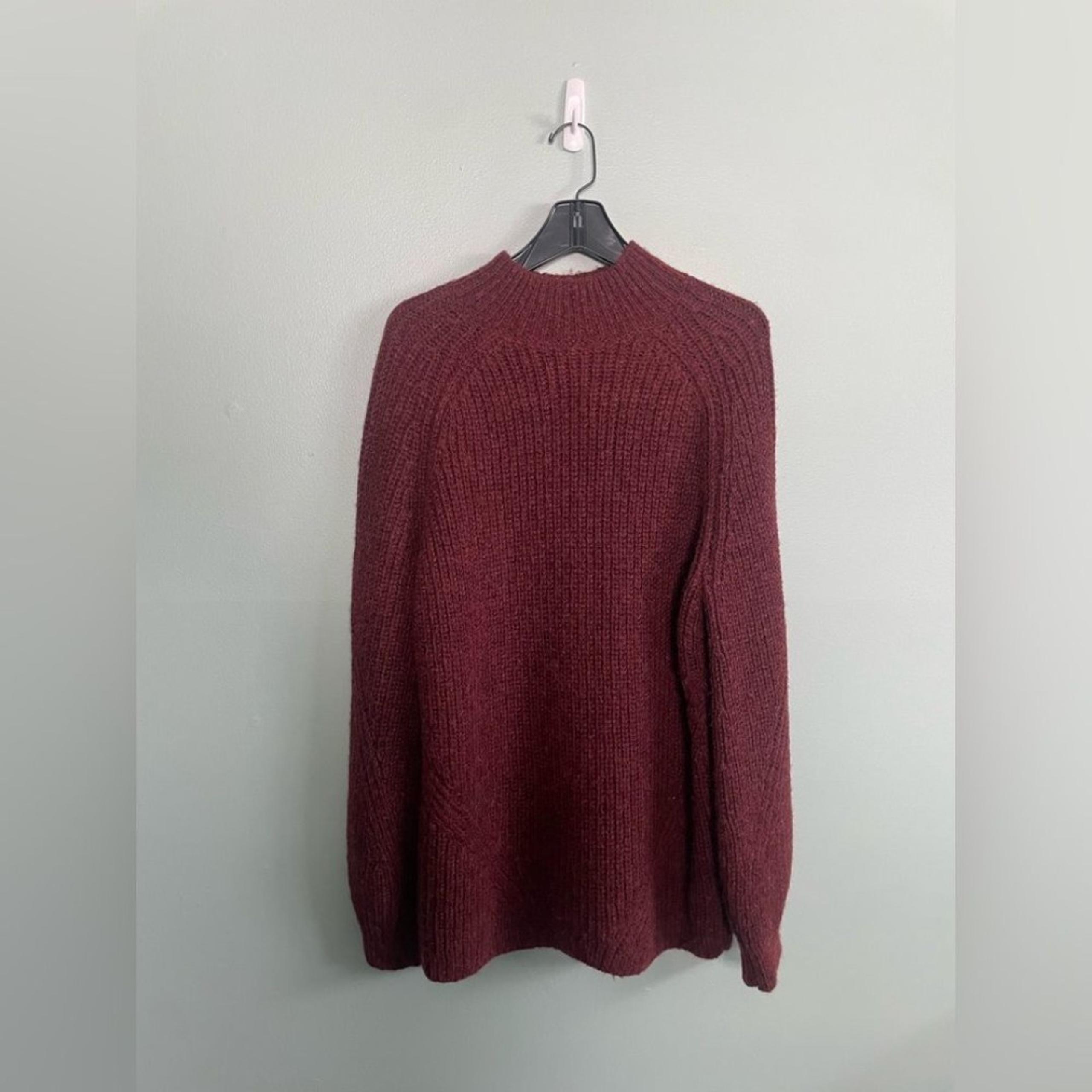 & Other Stories Anthropologie Brown Mock Neck Long Line Wool Blend Knit Sweater