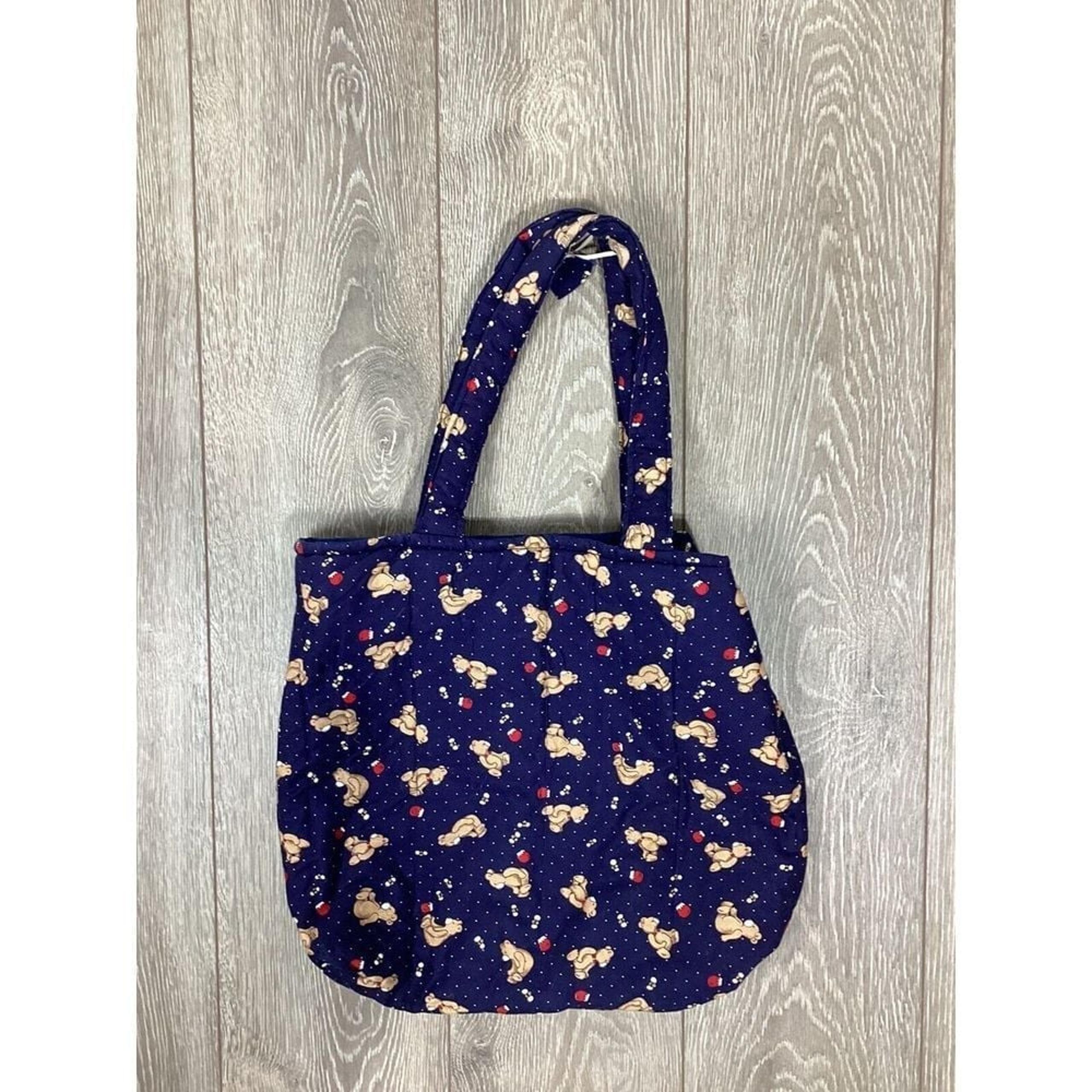 Teddy Bear Quilted Bag Navy Honey Bee Tote
