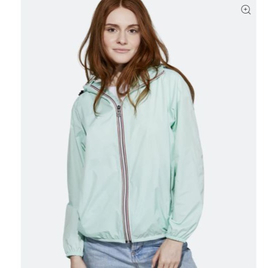 08 Lifestyle Mint Teal Full Zip Packable Rain Jacket Women's Size S