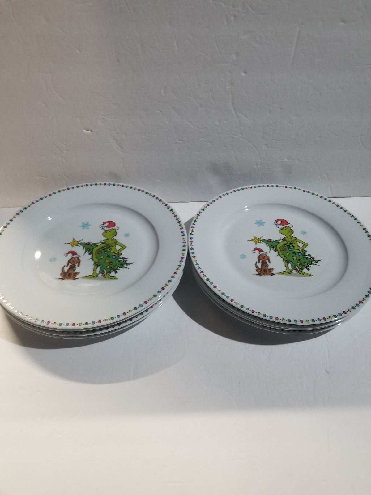 HOW THE GRINCH STOLE CHRISTMAS GRINCH & MAX SET OF 8 CHRISTMAS DINNER PLATES/NEW