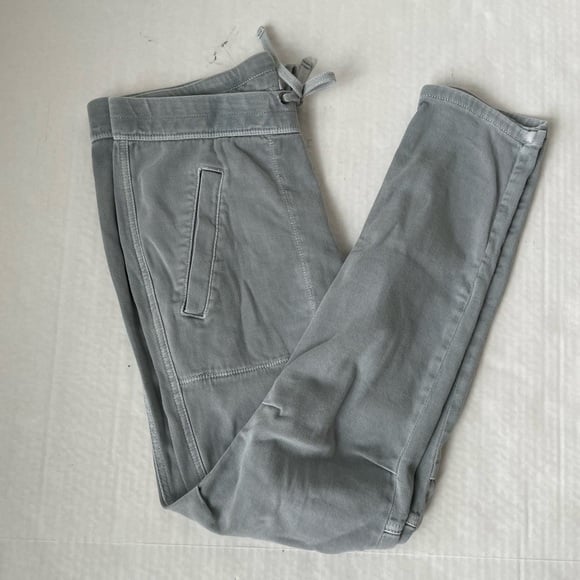 James Perse Grey Blue Soft Drape Pant Cotton Blend Slim Leg Tie Waist Sz 1/S