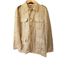 Men’s Grant Thomas Tan Button Up Blazer Jacket 100% Linen Size Medium