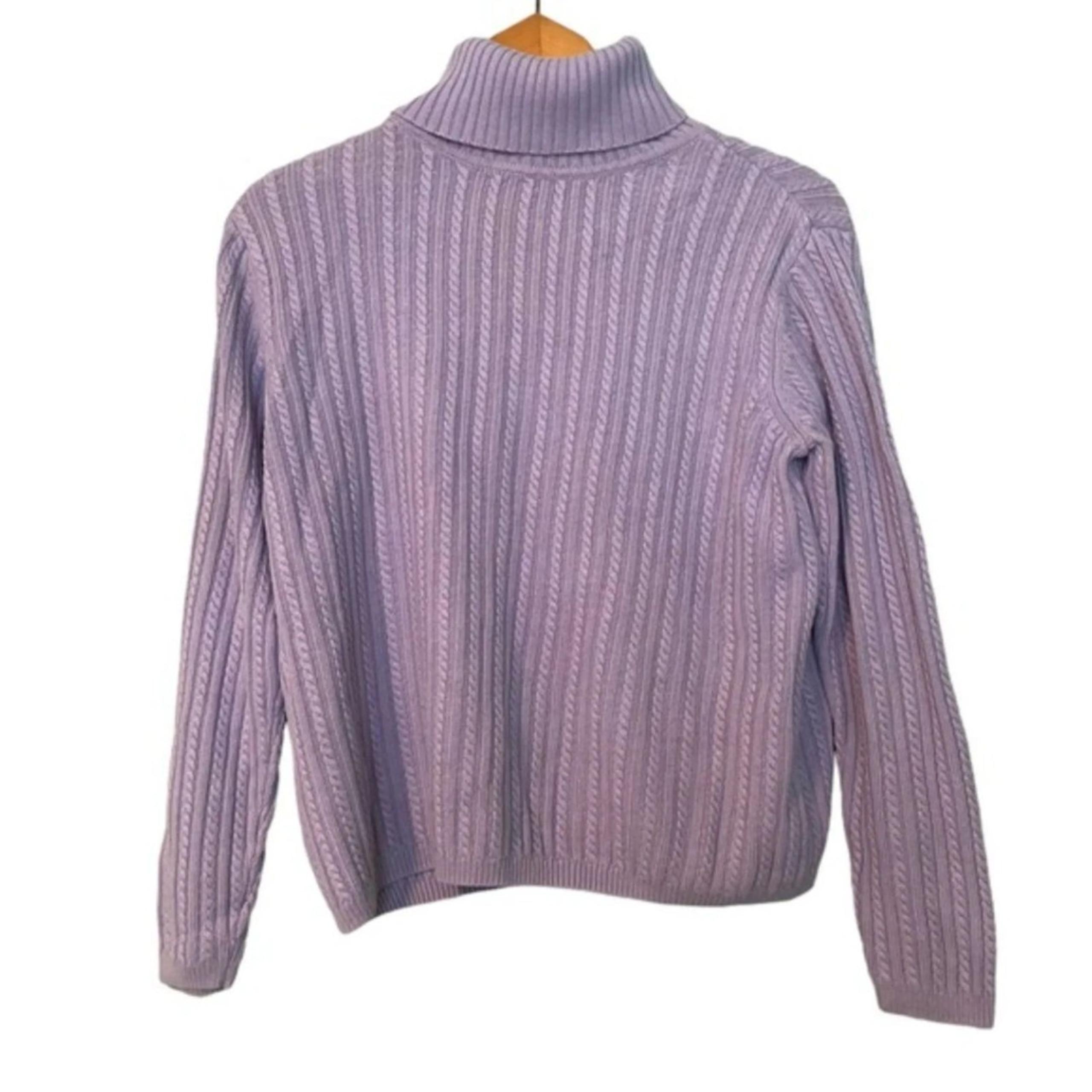 Talbots Turtleneck Sweater Womens Cotton Pullover Long Sleeve, Purple, Small