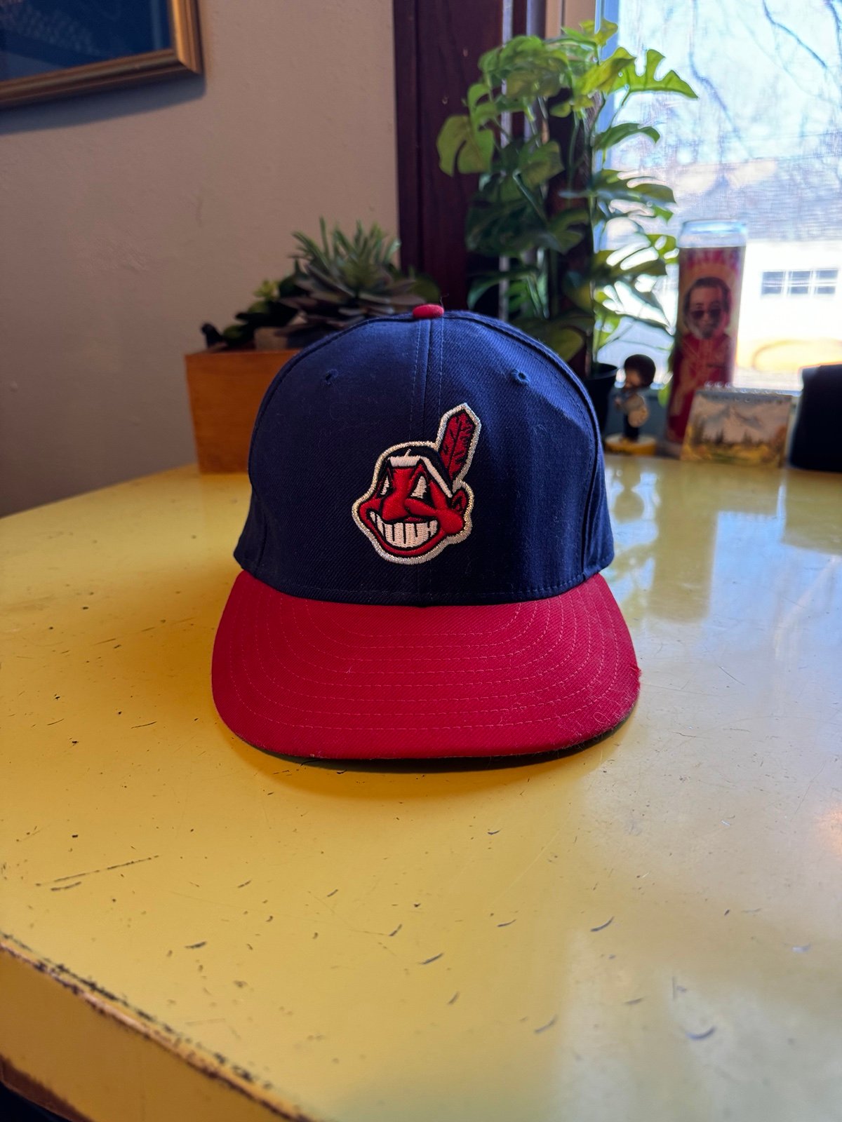 Vintage Cleveland Indians New Era Hat Sz 7 3/8 100% Wool