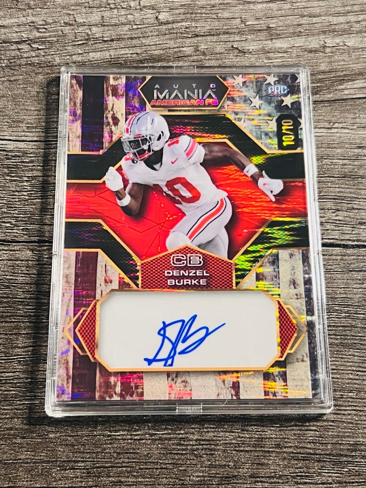 Denzel Burke PRC 10/10 AUTOGRAPH JSY #’d! Shock Vintage Flag tOSU BUCKEYES