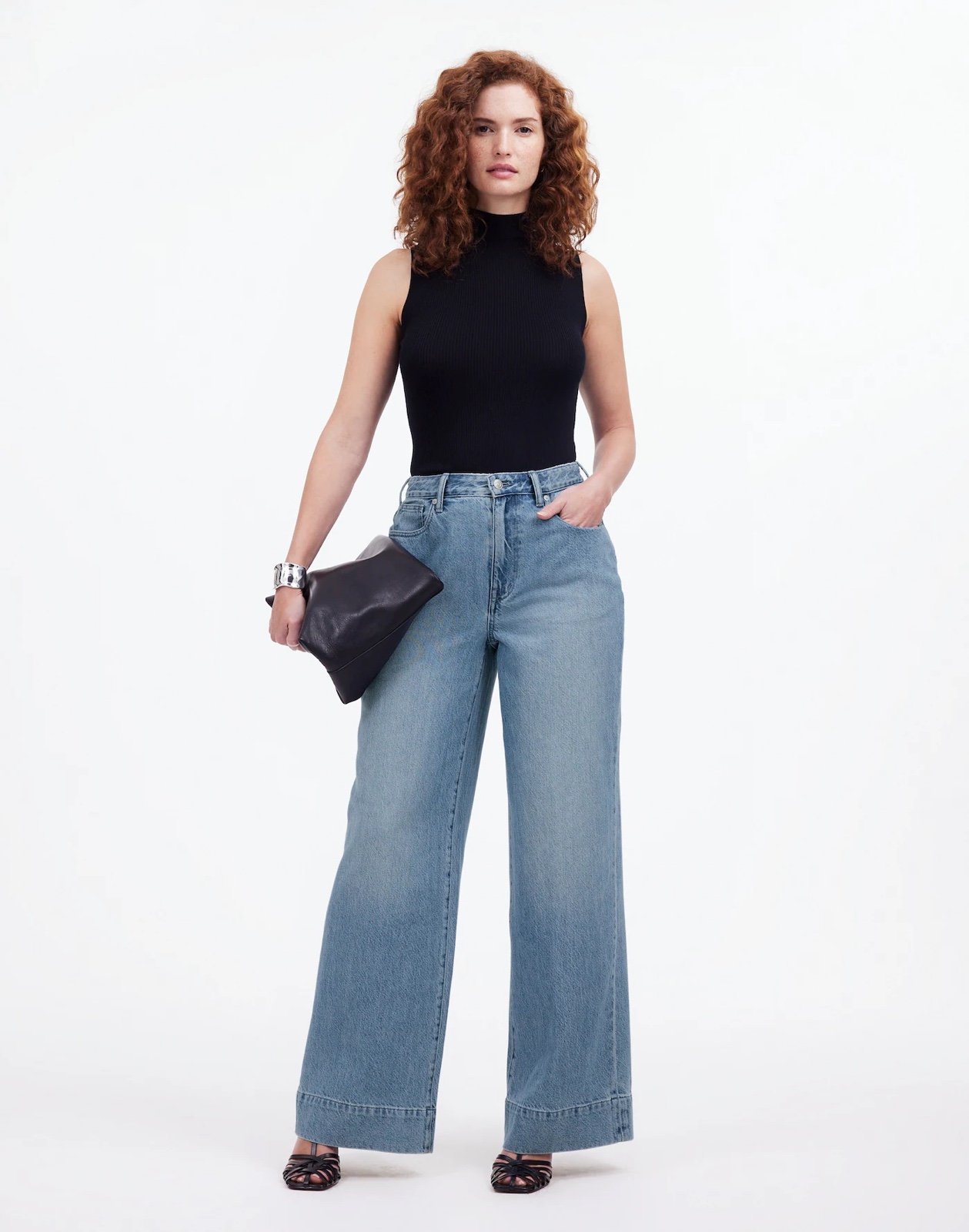 NWT Madewell Curvy Superwide Leg Jeans in Lintz Wash