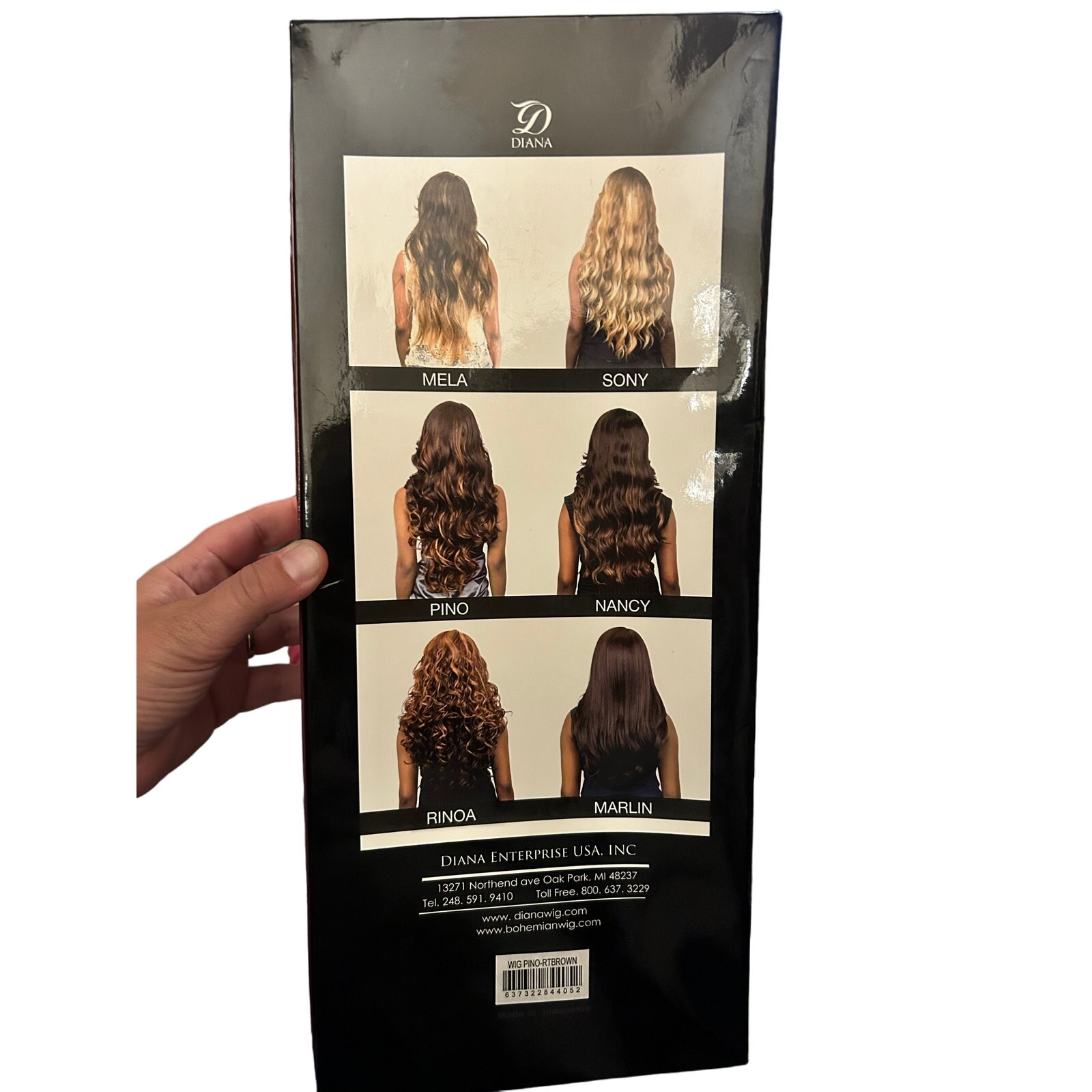 New In Box Diana Bohemian Pino Wig Curly Long Highlights Swoop Bangs