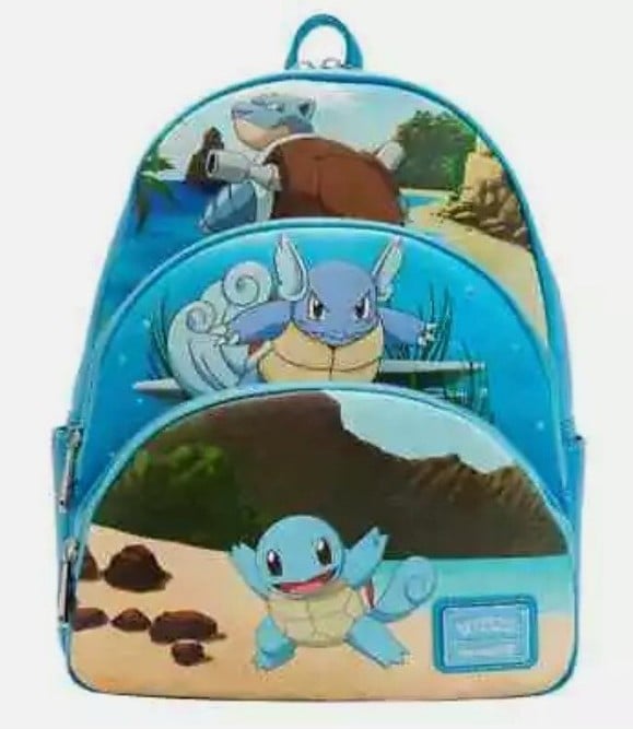 Loungefly Pokemon Squirtle Evolution Triple Pocket Backpack