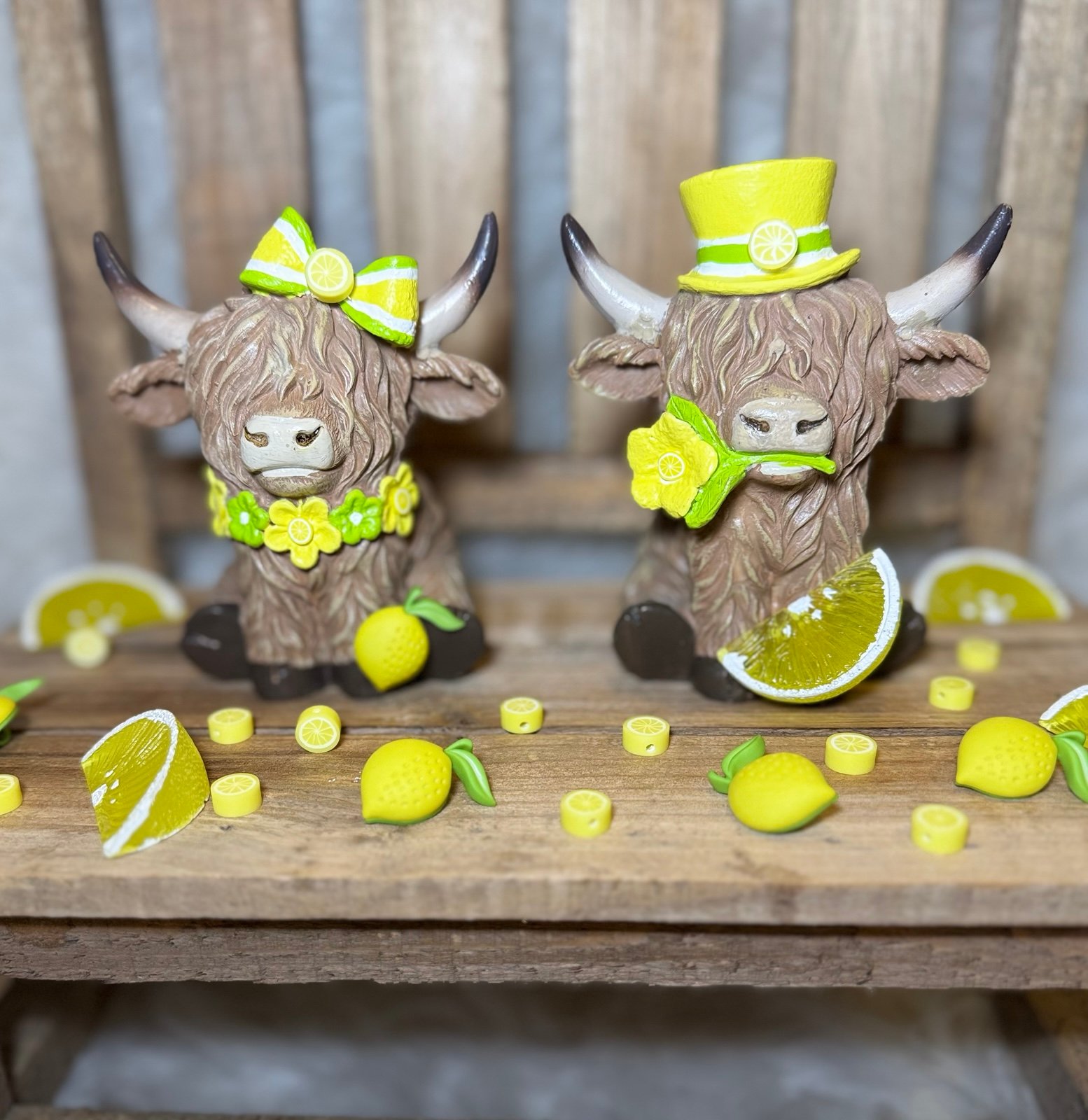 Highland Cow Set of 2 - Customized Lemon Theme!