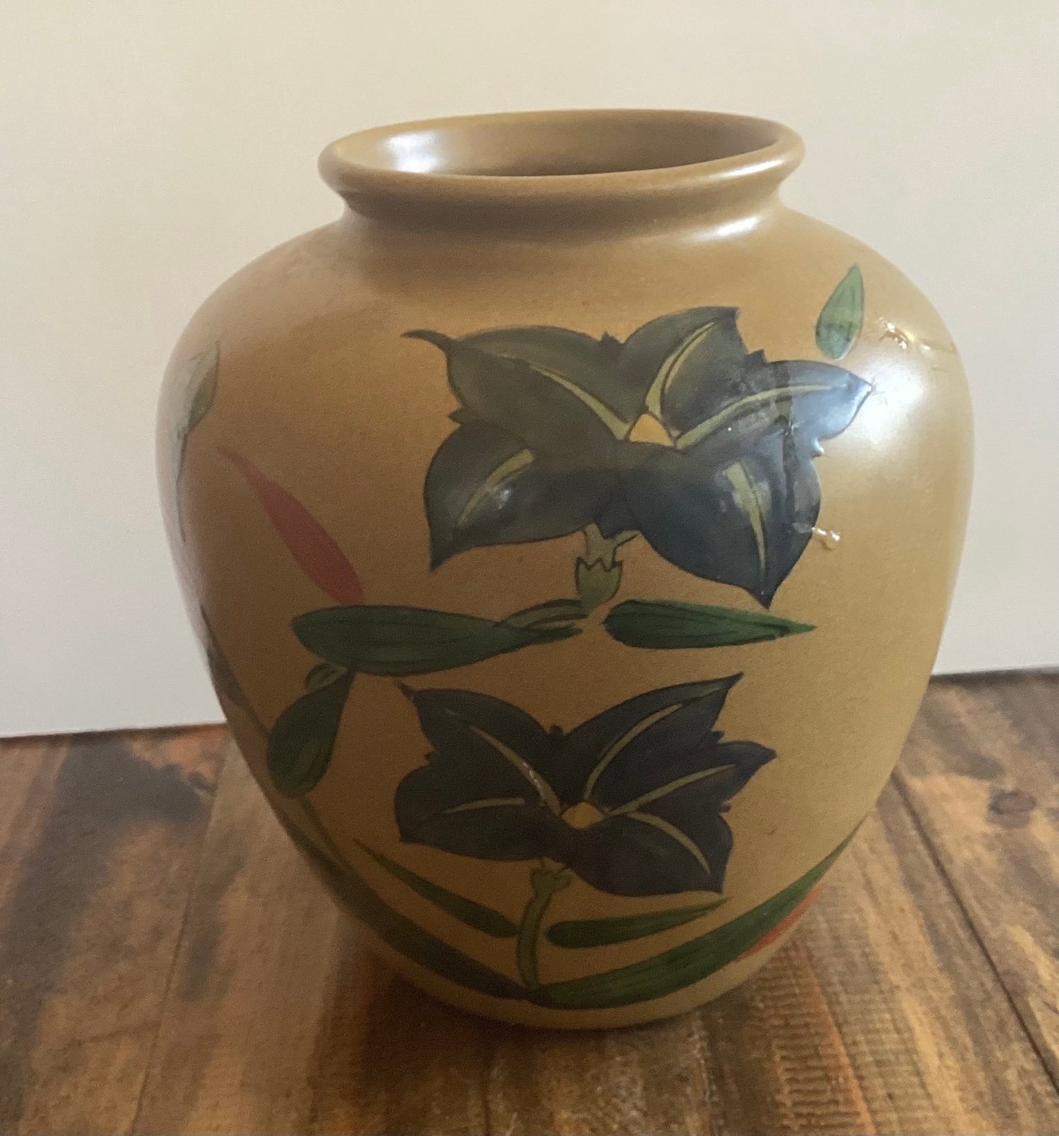 Vintage Japanese Floral Satsuma Vase Hand-painted With Morning Glories