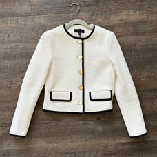 Nili Lotan Aubrey Jacket - Ecru with Black Trim - Size 2, NWT