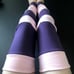 Reversible Pink Striped Leg Warmers Purple Patchwork Leggings Upcycled Socks Psy