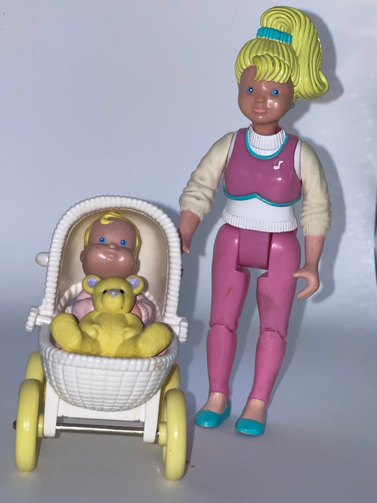 Fisher price stroller babysitter teddy dream dollhouse set baby infant LOT SET