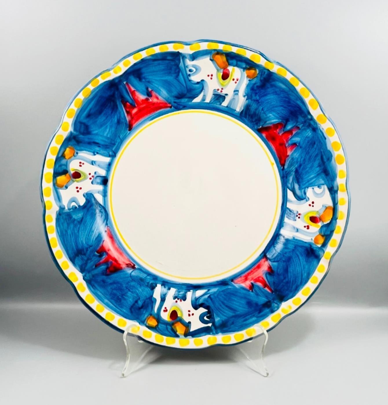 Solimene Vietri Italy Campagna Blue Horse Service Charger Plates 12