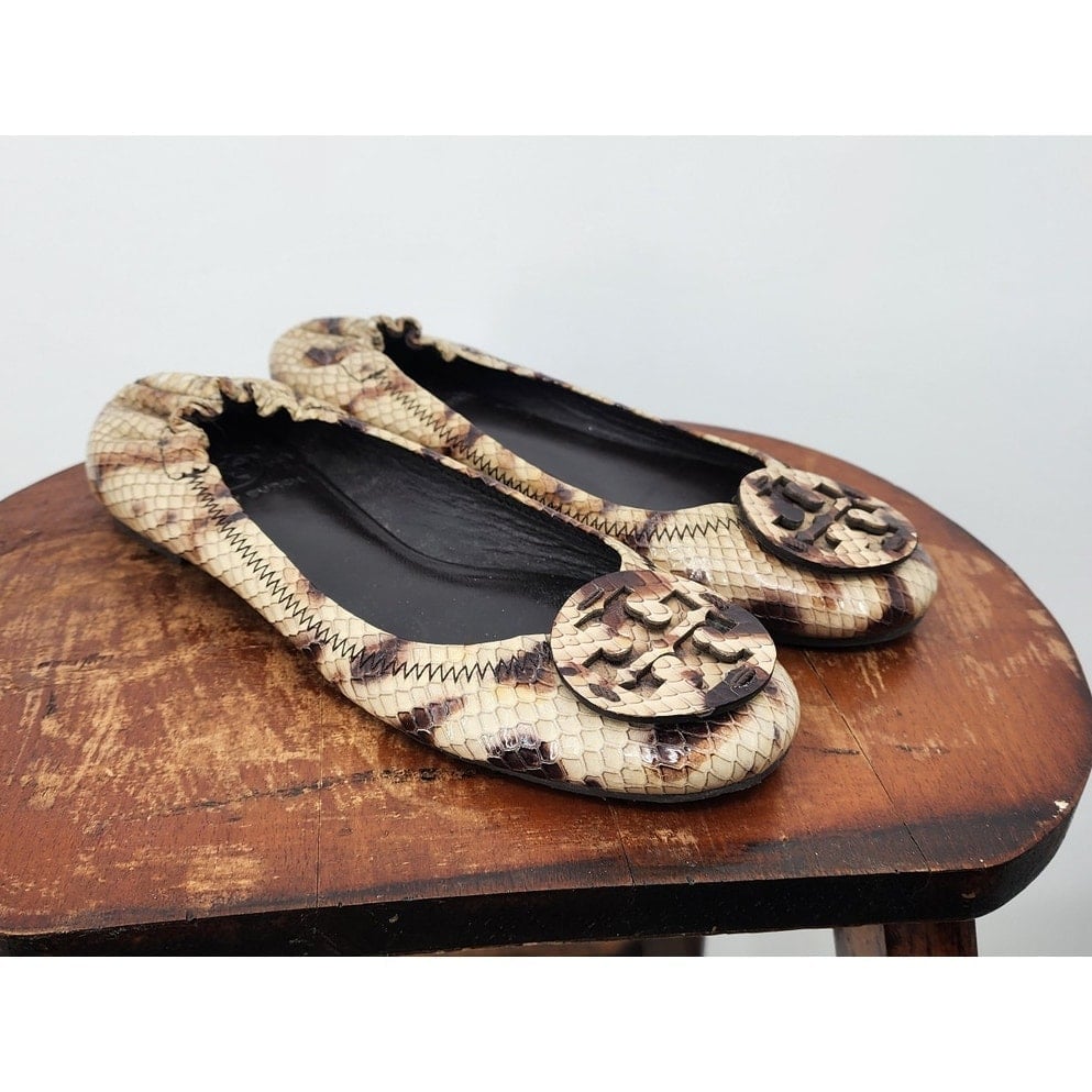 Tory Burch Faux Snake Ballet Flats Size 5 Flawed