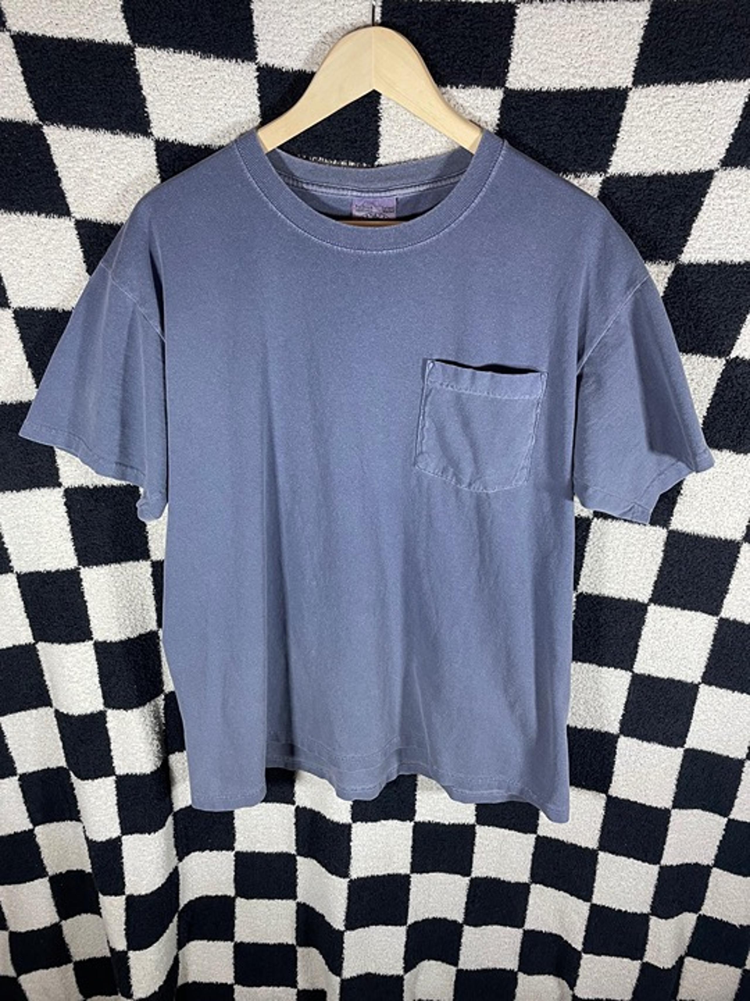 Vintage Authentic Pigment Garment Washed Blank Plain Pocket Tee Shirt Men's M