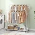 Double Rods Garment Rack with Wheels, Clothing Rack for Hanging Clothes