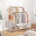 Double Rods Garment Rack with Wheels, Clothing Rack for Hanging Clothes