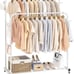 Double Rods Garment Rack with Wheels, Clothing Rack for Hanging Clothes