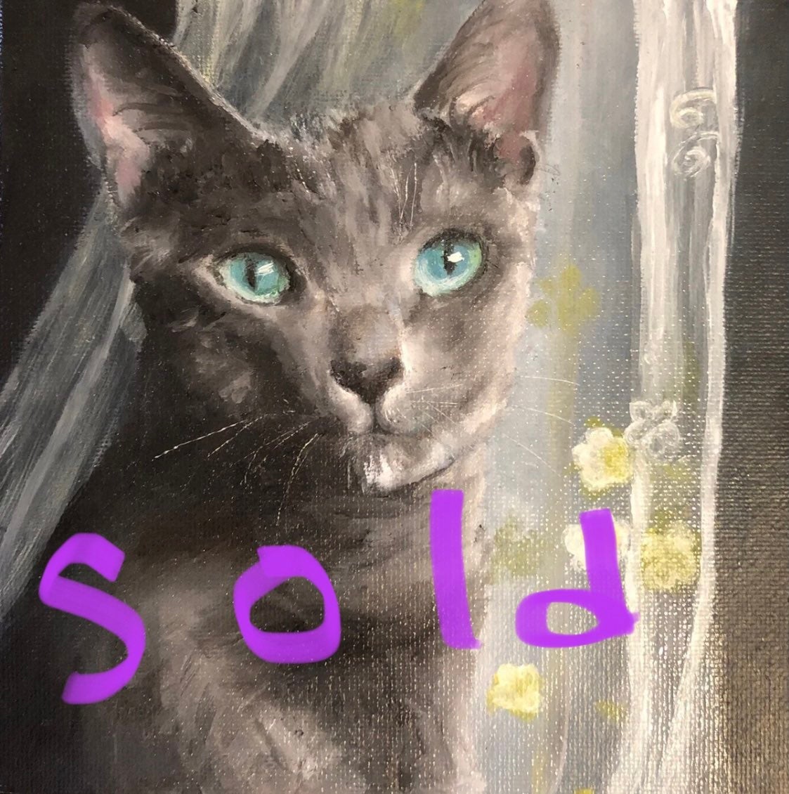 Oil Painting-Cat & Curtain