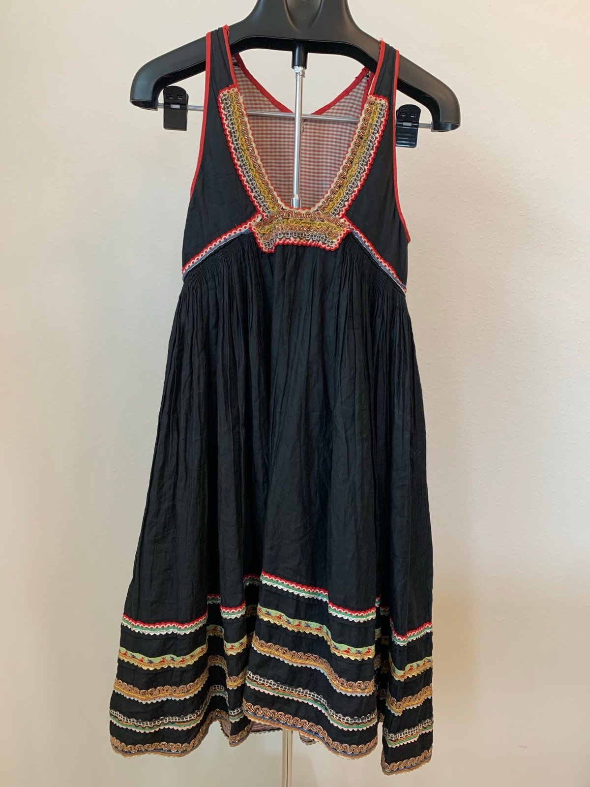 Vintage Mira Low High Black Embroidered Dress- Not Sure Size Check Measurements
