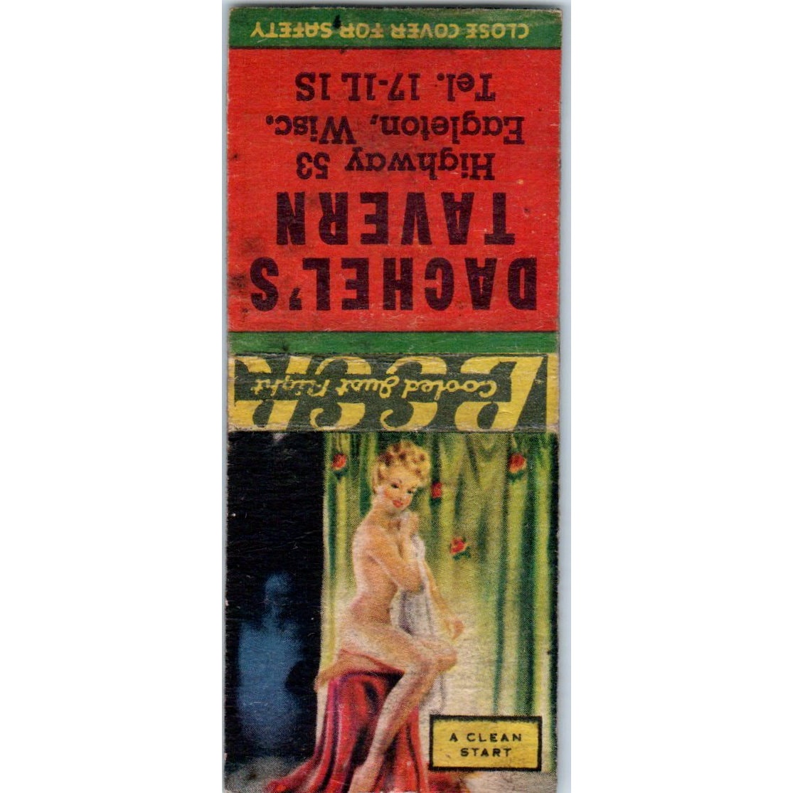 Dachel's Tavern Eagleton WI Pinup Vintage Matchbook Cover SD2-Y2